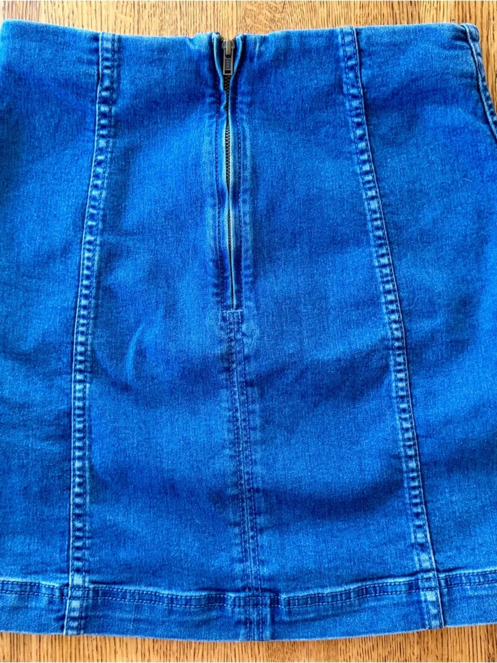 Free People Denim Mini Skirt Blue High Rise Panel Detail Size 6 EUC